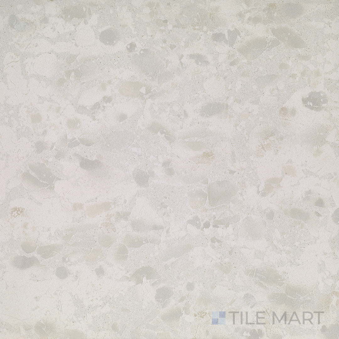 Overhead shot of Attitude White 48X48 Natural Ceramic, a spacious tile with a clean white tone and a soft, organic ceramic texture.