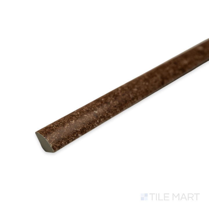 Corner perspective of Block Cotto 0.5x8 matte porcelain jolly tile, highlighting its warm earthy tone with a straight-cut edge and soft matte texture.