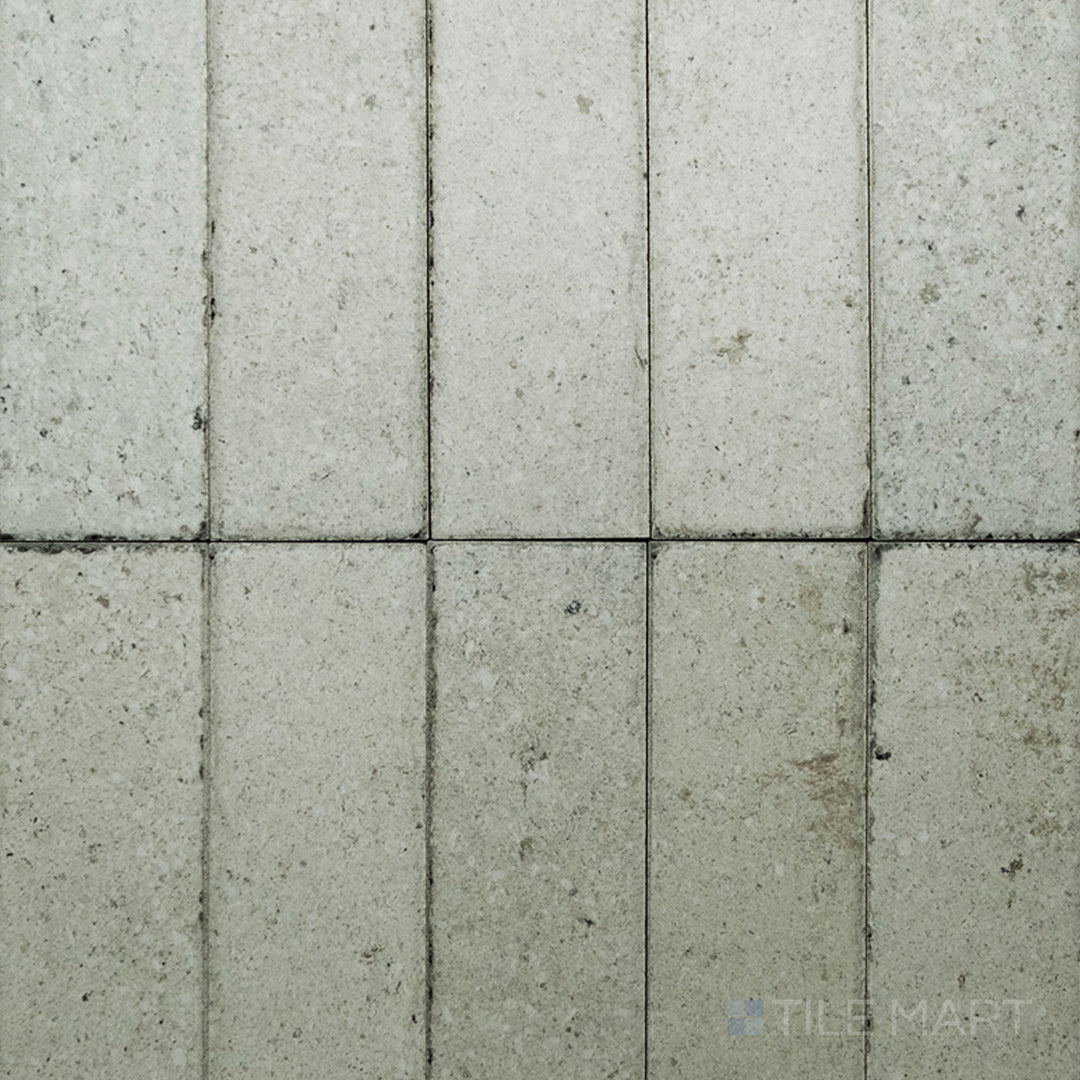 Bird’s-eye view of Block Pearl 2X8 Matte Porcelain, featuring a smooth pearl-colored surface with a matte texture for a soft, modern appeal.