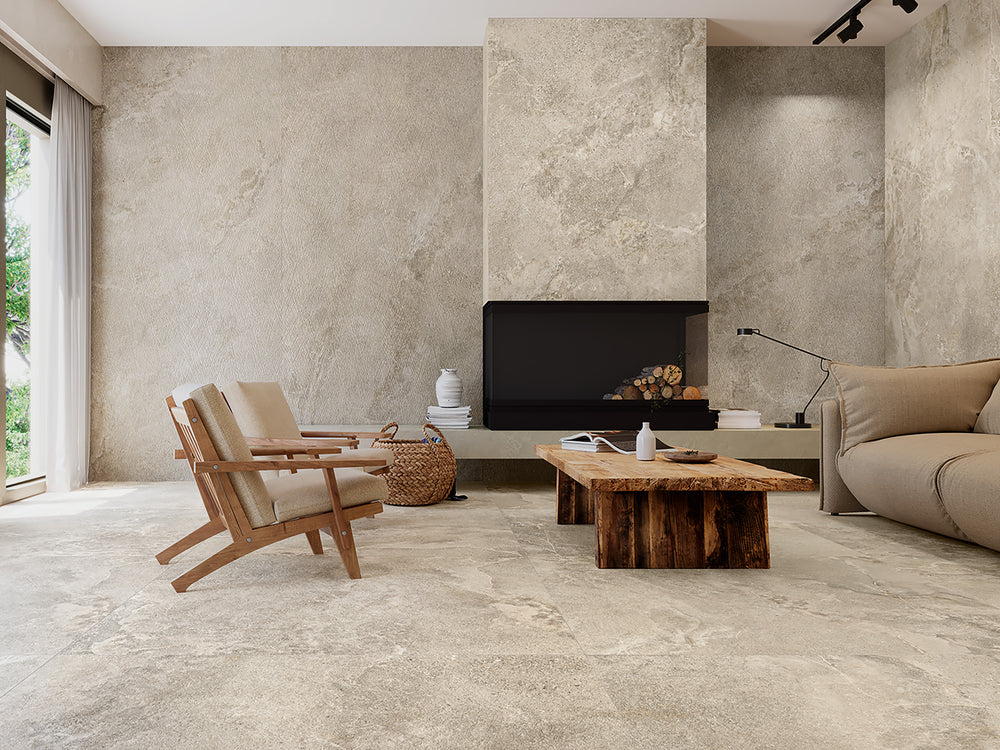 A rich and textured setting with Dome Nut 48X48 Matte Porcelain, bringing warmth and character to any modern interior.