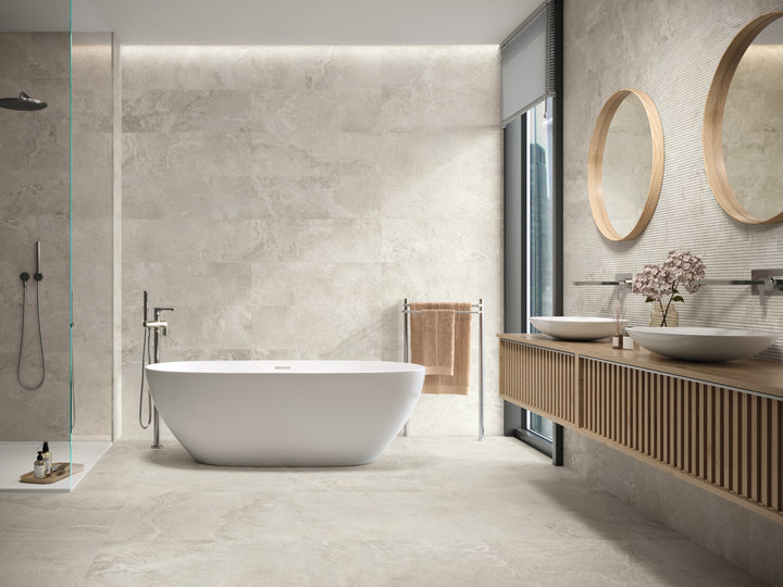 A refined and elegant interior featuring Dome Bone 12X36 Matte Porcelain, perfect for achieving a harmonious and inviting ambiance.