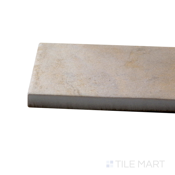 Corner angle of Gandia Sand 2X6 Matte Porcelain Tile, emphasizing its warm sandy beige tones with a smooth, non-glossy surface.