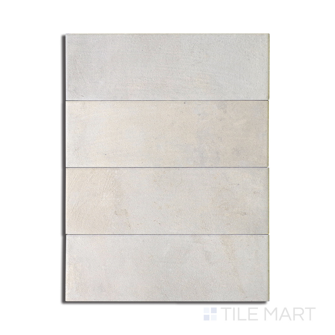 Overhead view of Gandia White 2X6 Matte Porcelain, a crisp white tile with a smooth matte texture, bringing brightness and simplicity to any space.