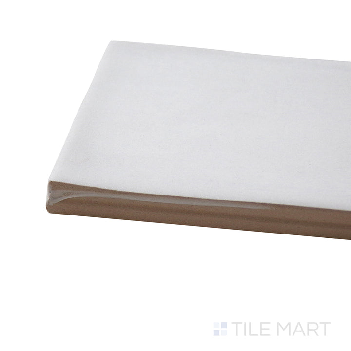Angled close-up of Ghent Alpine White 3X9 Matte Porcelain Tile, showcasing its clean white shade with a modern matte finish.