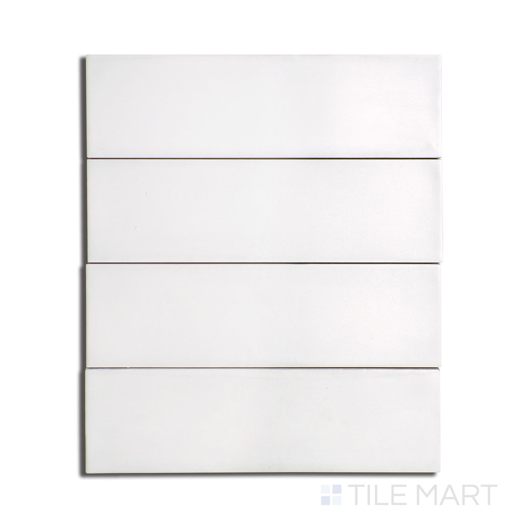 Top-down perspective of Ghent Alpine White 3X9 Matte Porcelain, a cool-toned white tile with a matte surface, offering a clean and fresh appearance.