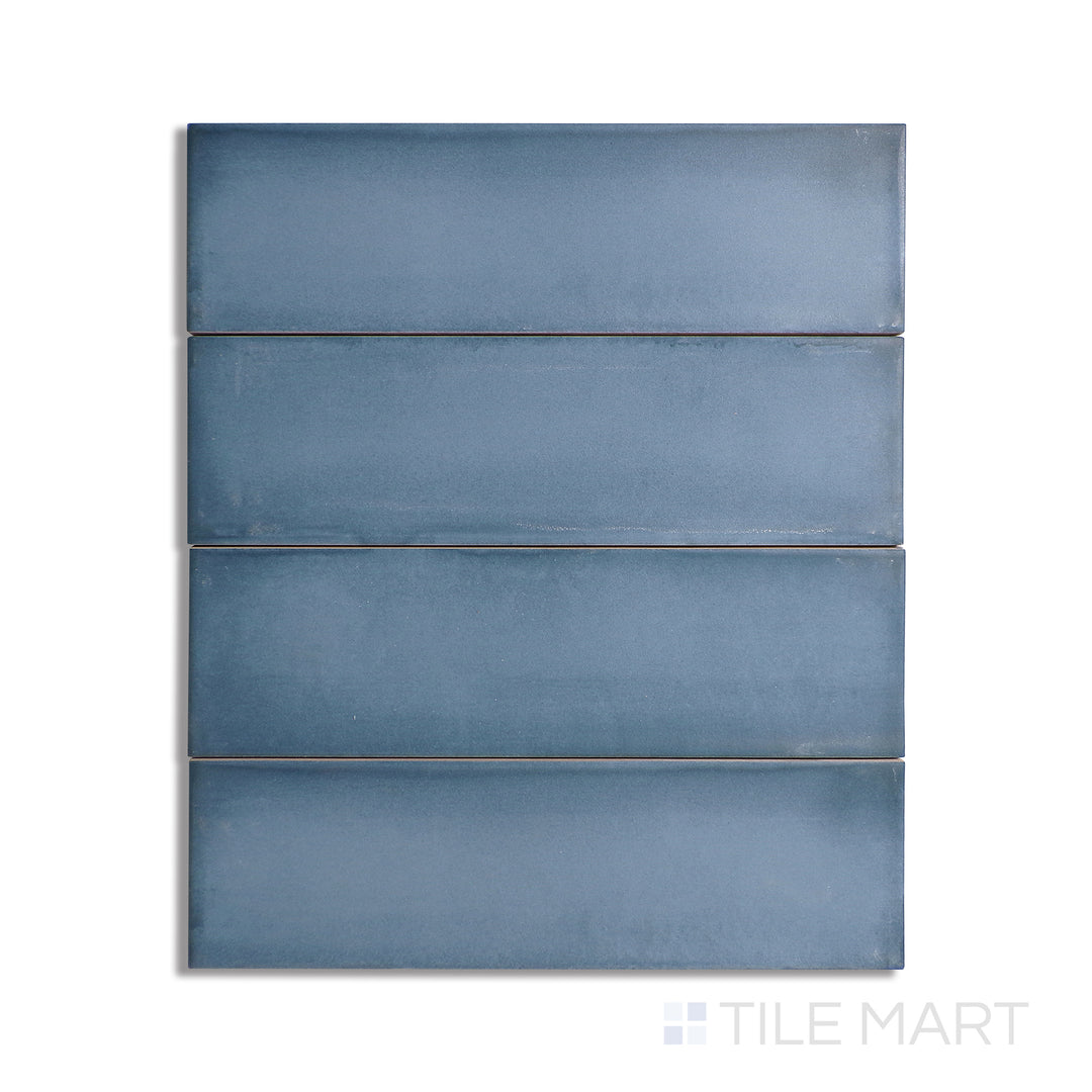 Bird’s-eye view of Ghent Steel Blue 3X9 Matte Porcelain, a contemporary blue-gray tile with a soft matte surface, perfect for a modern industrial look.