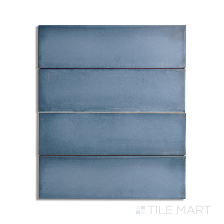 Bird’s-eye view of Ghent Steel Blue 3X9 Matte Porcelain, a contemporary blue-gray tile with a soft matte surface, perfect for a modern industrial look.