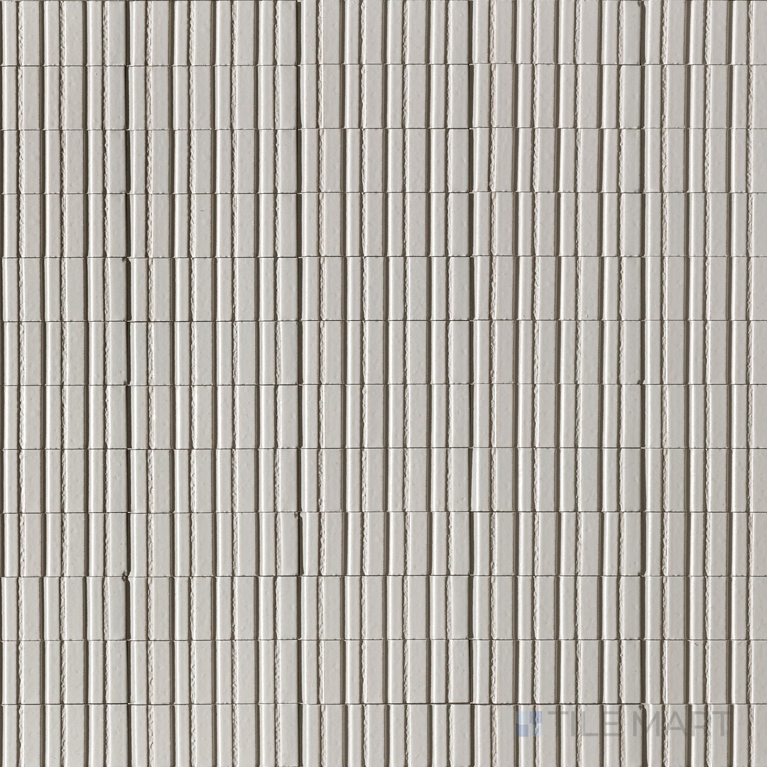 Bird’s-eye shot of Glace Bianco 3X8 Glossy Porcelain, a clean white glossy tile that enhances brightness and visual space in any room.