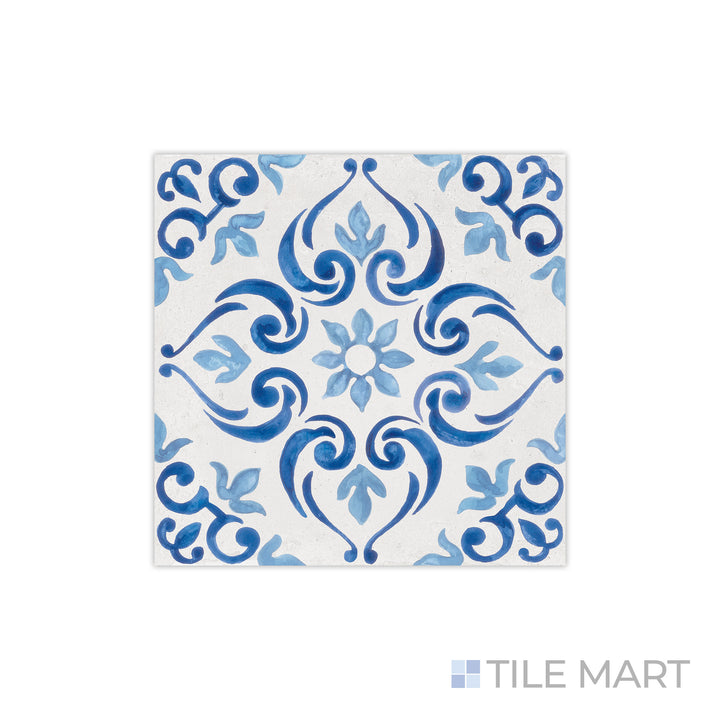 A delicate floral-inspired design with a smooth matte texture is displayed in this close-up of Mestral Bloom 9x9 matte porcelain tile, adding charm and elegance.