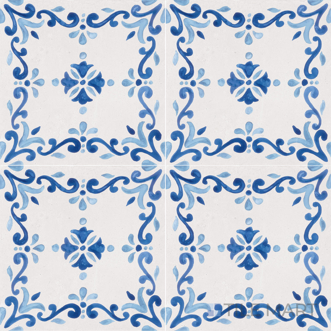 Bird’s-eye shot of Mestral Garden 9X9 Matte Porcelain, a nature-inspired tile with soft botanical patterns and a subtle matte surface.