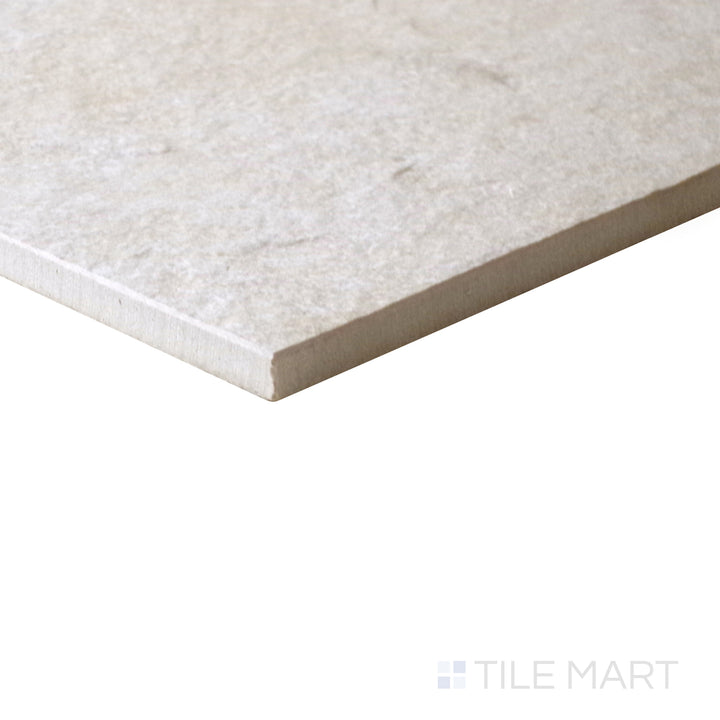 From a detailed macro perspective, the Motley Monterey 24x48 matte porcelain tile reveals its soft surface texture, enhancing its contemporary and natural look.