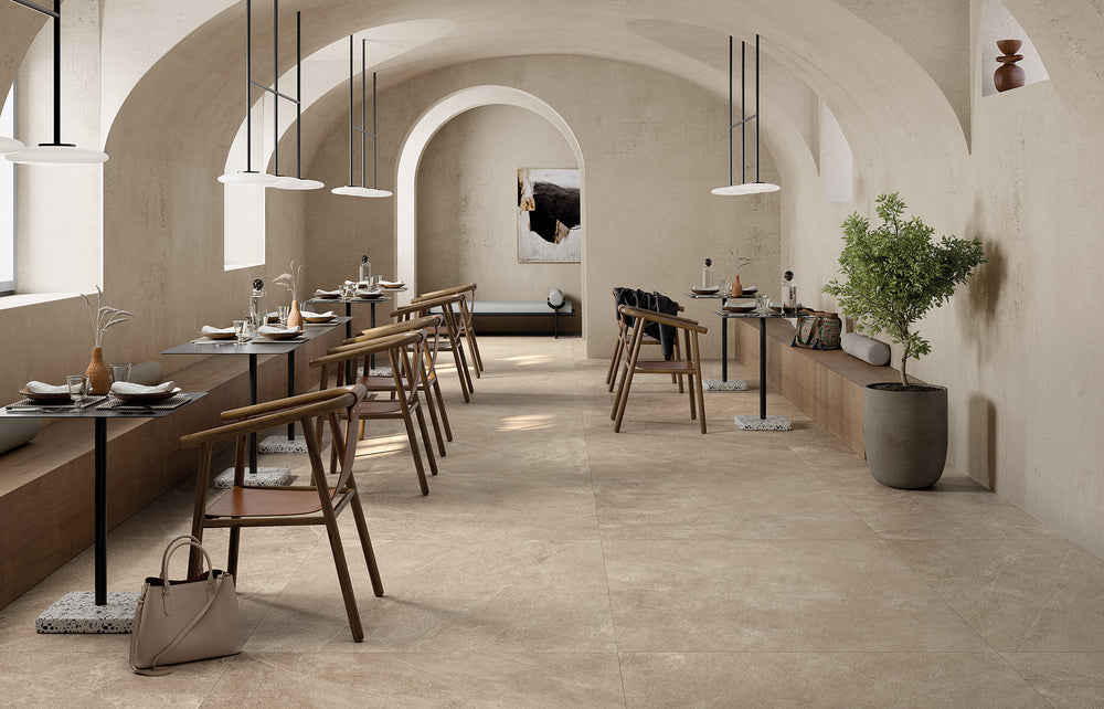 A stylish and versatile look with Motley Wembley 12X24 Matte Porcelain, adding a touch of contemporary design.