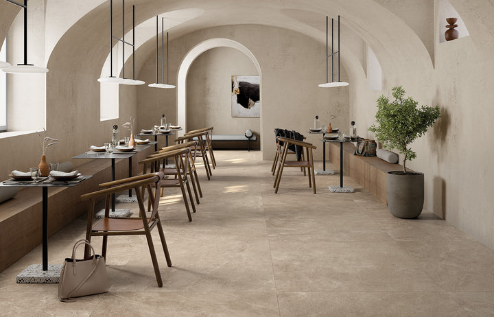 A stylish and versatile look with Motley Wembley 12X24 Matte Porcelain, adding a touch of contemporary design.