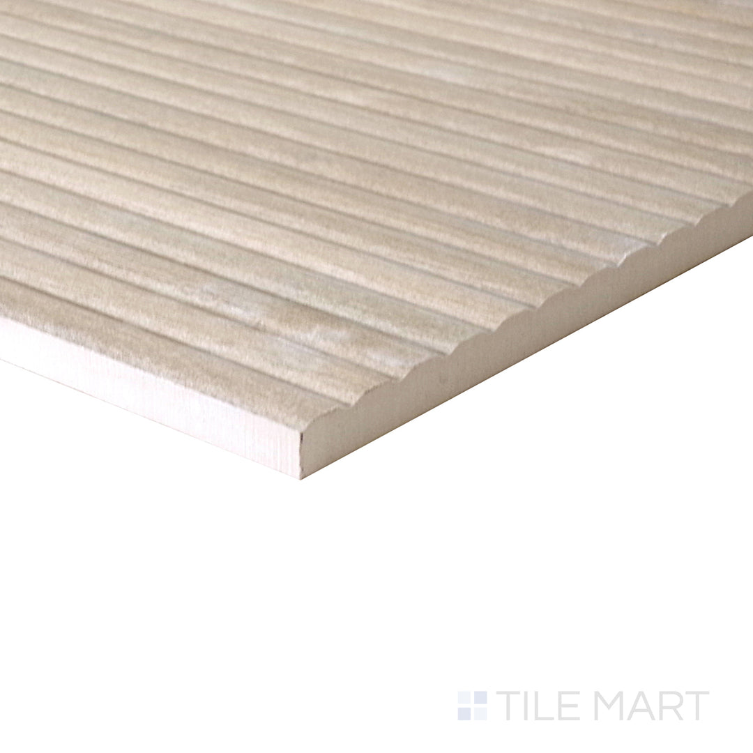 Diagonal view of Ribbon Wood Camel 12.4x39.4 matte ceramic tile, showcasing warm camel brown tones, realistic wood grain details, and a soft matte finish.  