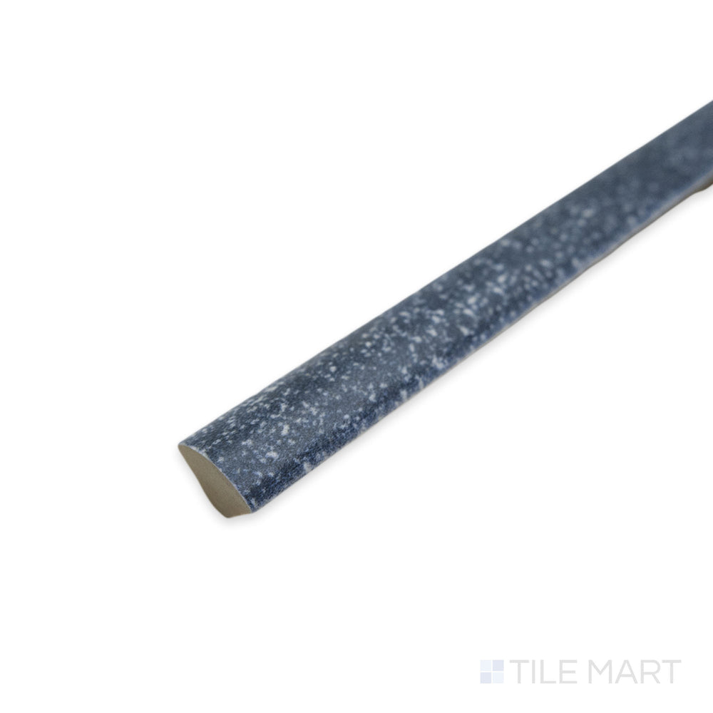 Corner perspective of Tetris Blue 0.5x8 matte porcelain jolly tile, highlighting its vibrant blue hue with clean-cut edges and a subtle matte finish.