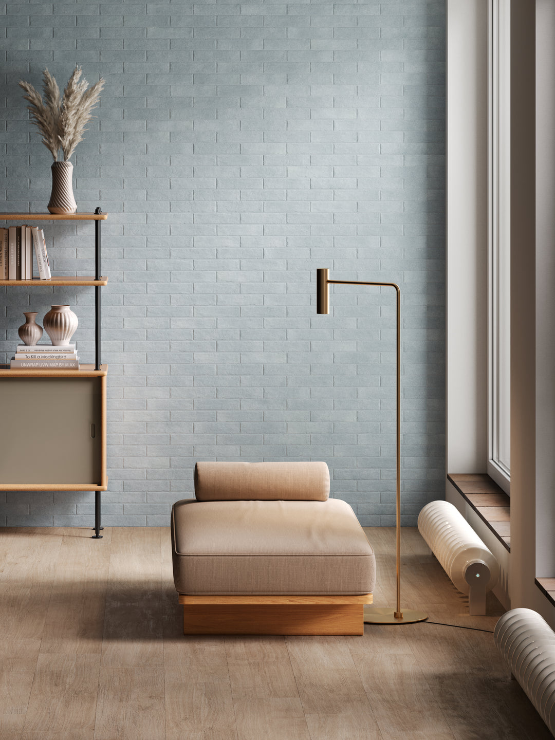 A refined interior featuring Tetris Aria 2X8 Matte Porcelain, where its subtle charm and elongated shape enhance walls and backsplashes with a modern touch.