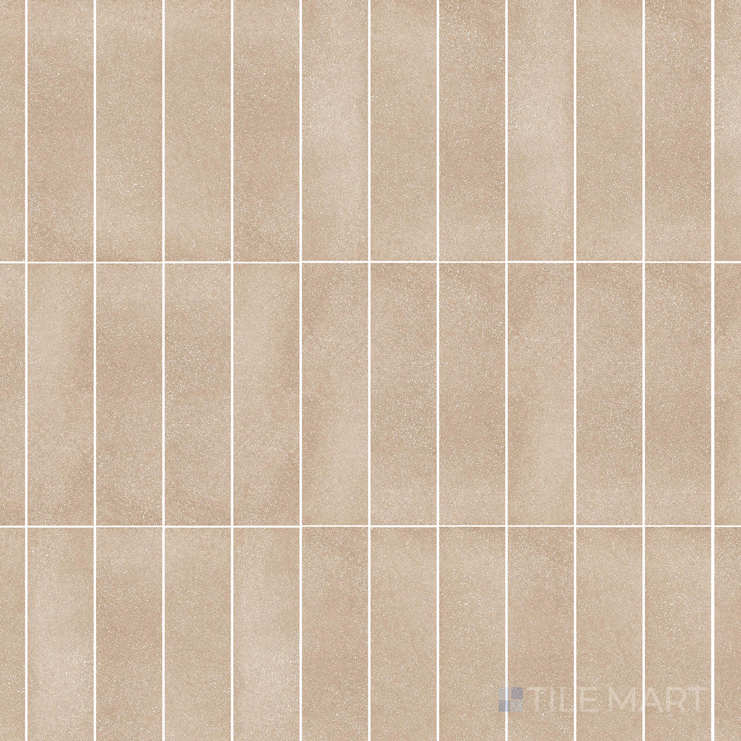 Top-down perspective of Tetris Ecru 2X8 Matte Porcelain, a versatile beige tile with a muted matte surface, blending seamlessly into various settings.