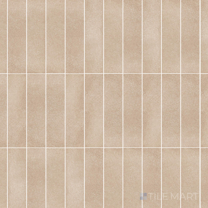 Top-down perspective of Tetris Ecru 2X8 Matte Porcelain, a versatile beige tile with a muted matte surface, blending seamlessly into various settings.