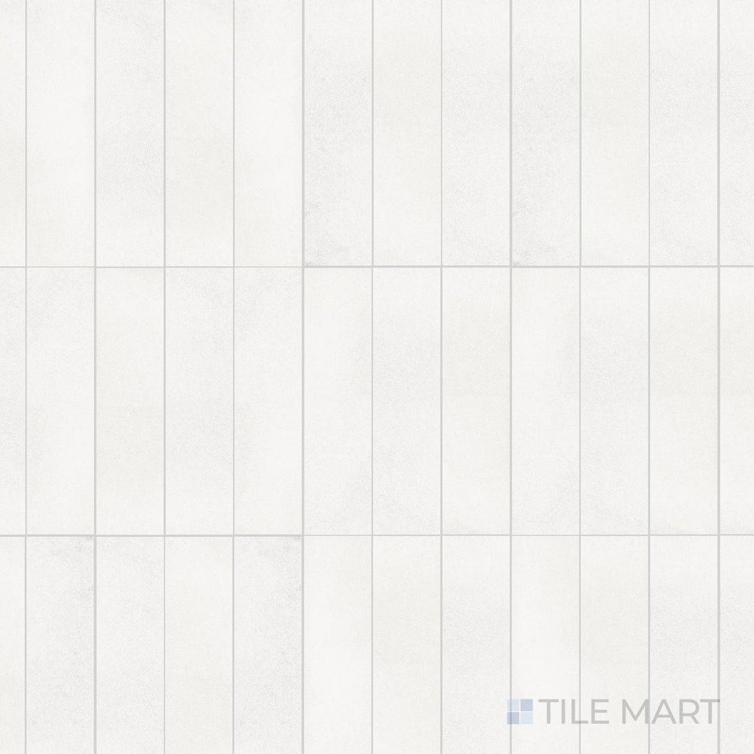 Top-down shot of Tetris White 2X8 Matte Porcelain, a clean and timeless rectangular tile with a matte finish for a fresh and airy look.