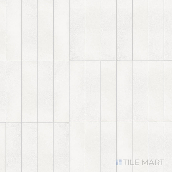 Top-down shot of Tetris White 2X8 Matte Porcelain, a clean and timeless rectangular tile with a matte finish for a fresh and airy look.