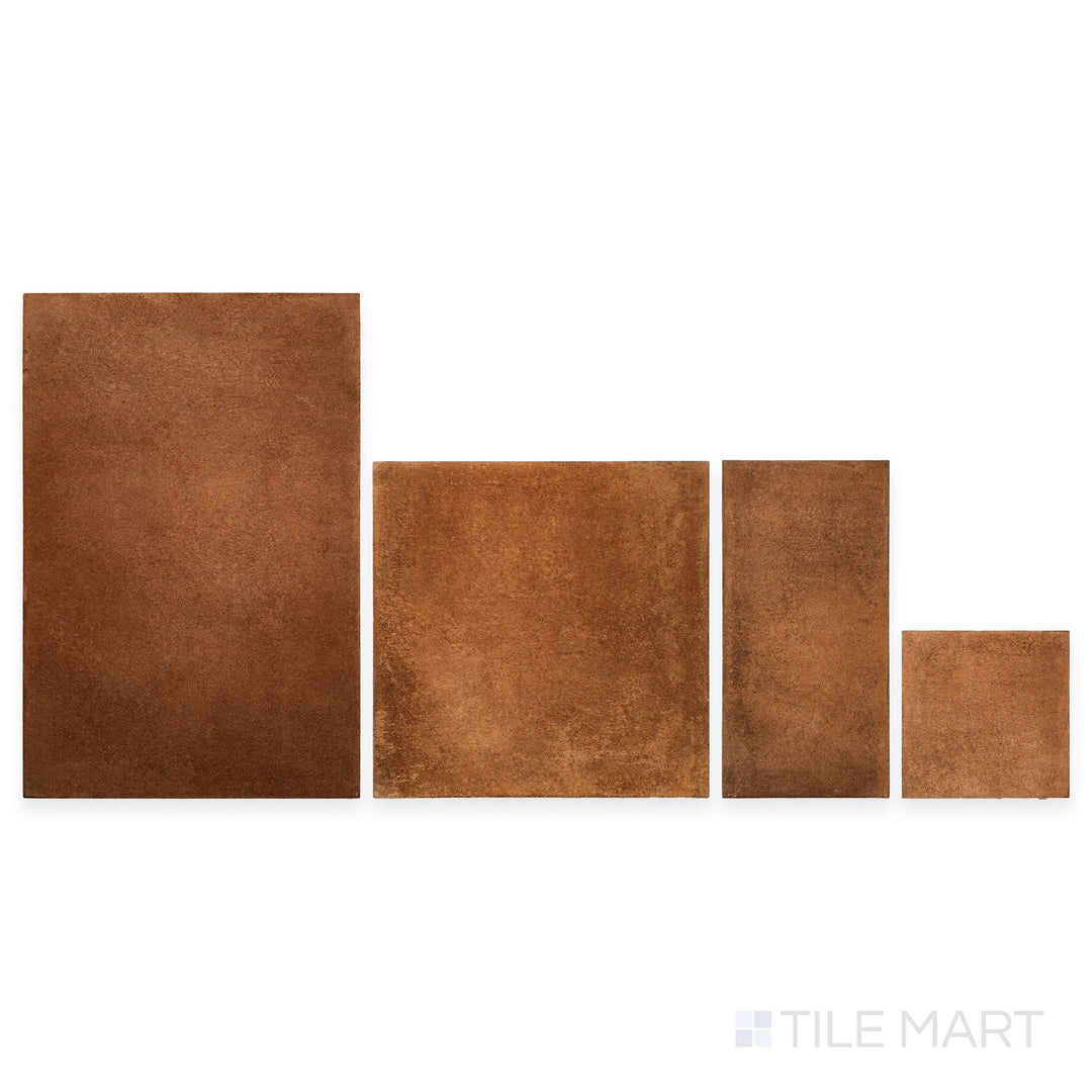 A warm terracotta finish with a finely detailed pattern is revealed in this macro shot of Valdorcia Terracotta Versailles Pattern matte porcelain tile, adding rustic elegance.