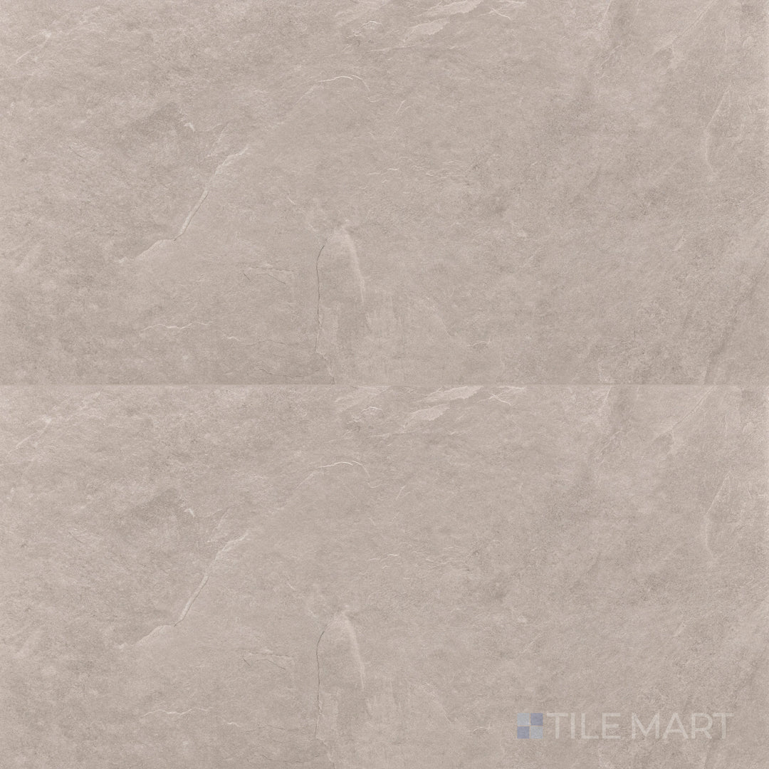 Flat-lay of Ash Beige 24X48 Matte Porcelain, a large-format tile with warm beige undertones and a matte finish for a seamless, modern appeal.