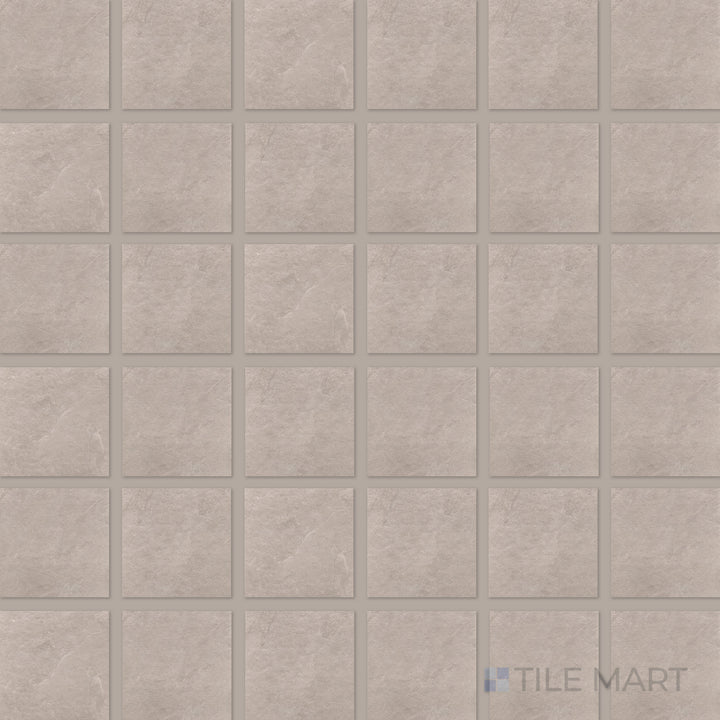Overhead view of Ash Beige 2" Square Matte Porcelain Mosaic, a small-format tile with a matte finish, ideal for detailed patterns or accent pieces.