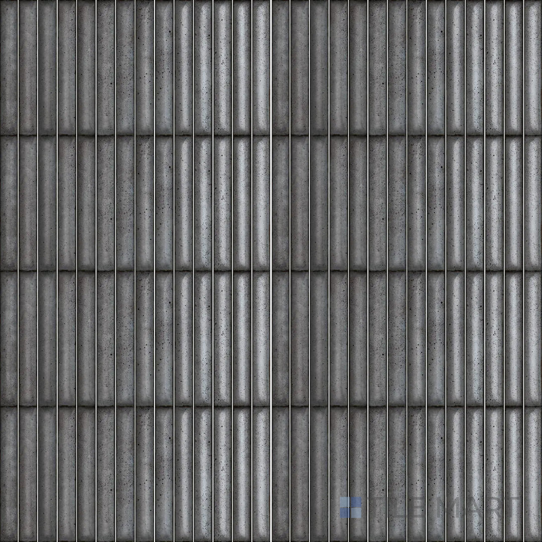 Flat-lay image of Karatsu Charcoal 4.5X9 Matte Porcelain, a deep gray tile with a matte surface, creating bold contrast in contemporary designs.