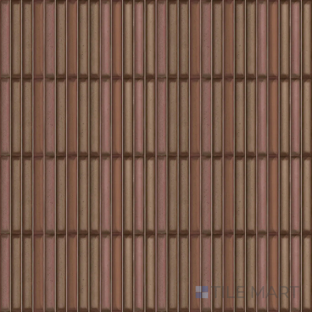 Overhead shot of Karatsu Rusty 4.5X9 Matte Porcelain, featuring earthy rust tones in a matte finish, enhancing industrial and rustic interiors.