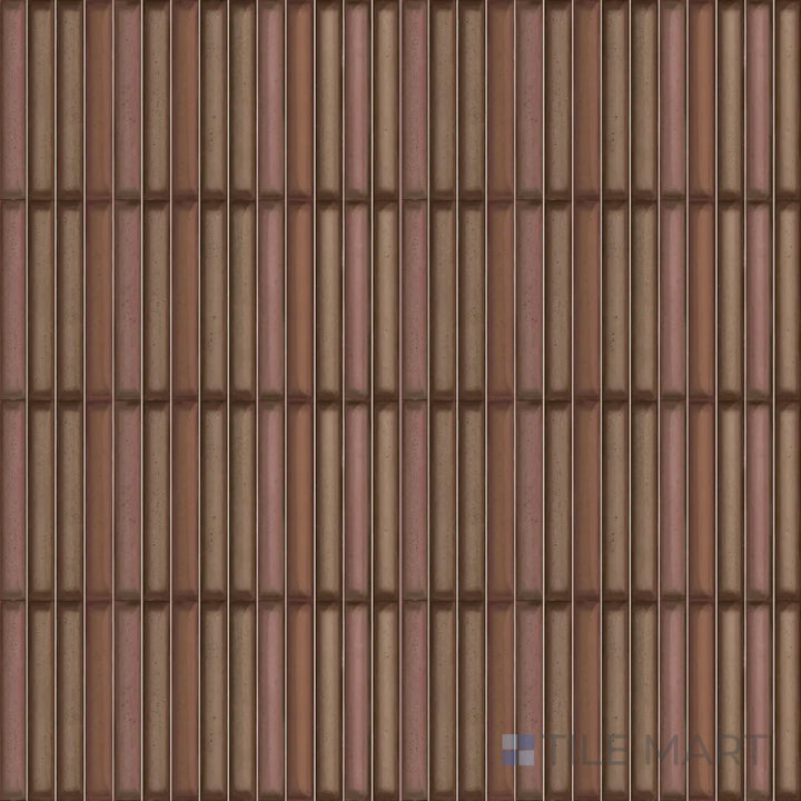 Overhead shot of Karatsu Rusty 4.5X9 Matte Porcelain, featuring earthy rust tones in a matte finish, enhancing industrial and rustic interiors.