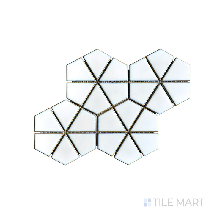 Porcelain Glazed Mosaics Aged White Kaleido Hex Matte