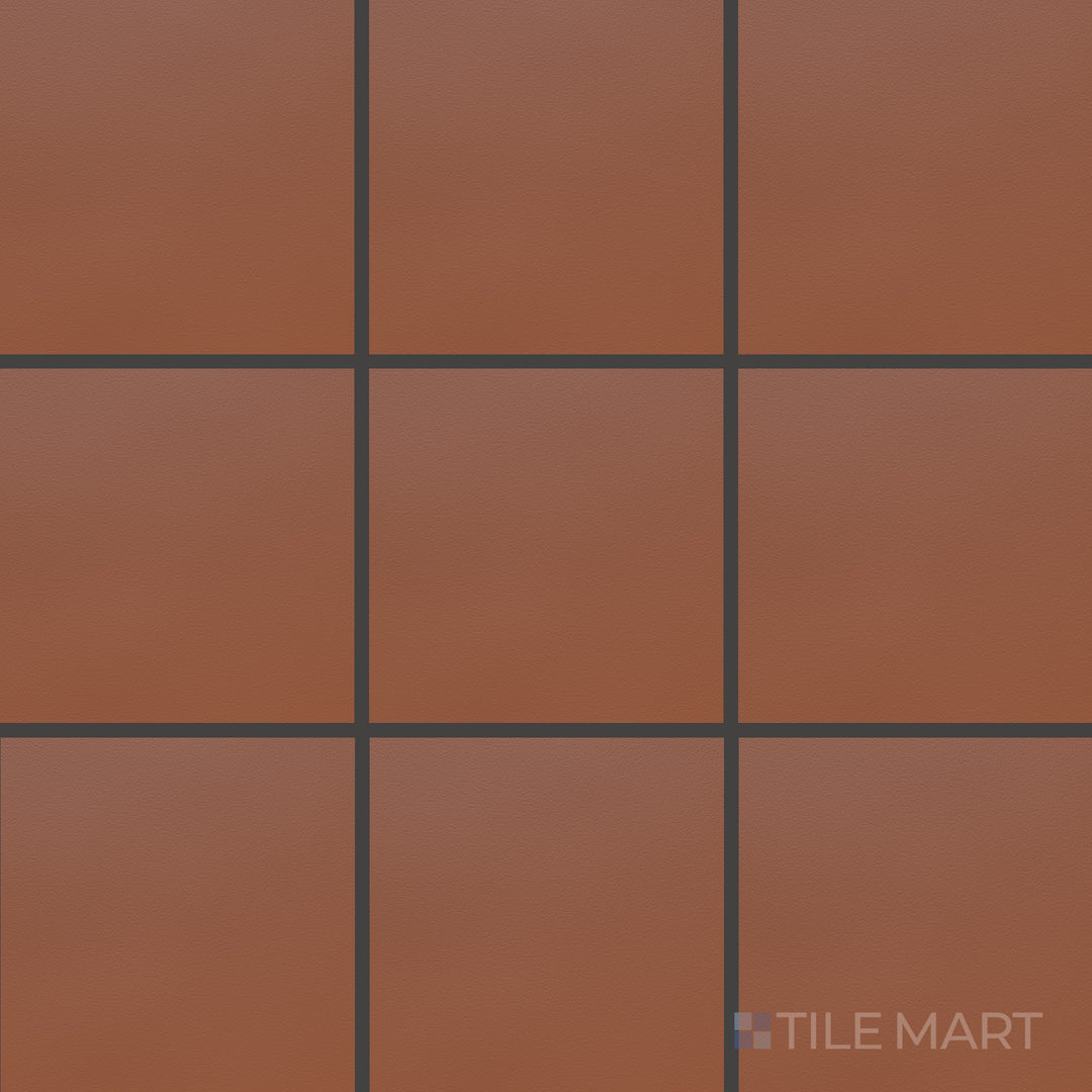 Bird’s-eye view of Quarry + Red 6X6 Matte Ceramic, a rustic ceramic tile with a warm red tone and a durable matte surface.