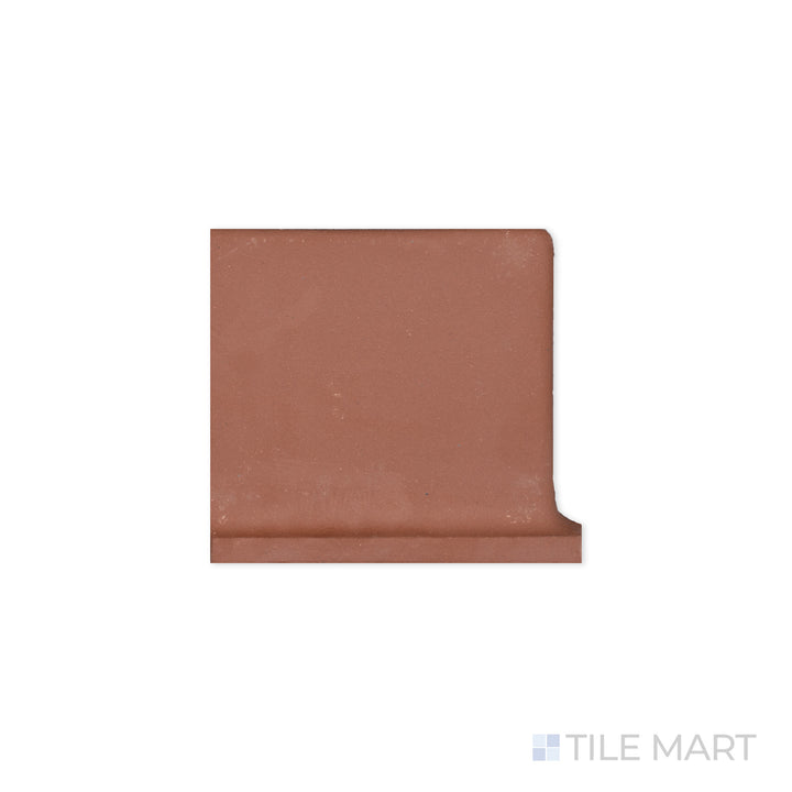 Flat-lay of Quarry + Red 6X6 Matte Ceramic Outside Corner Left, a durable and structured ceramic tile in a matte red finish, perfect for outer corners.