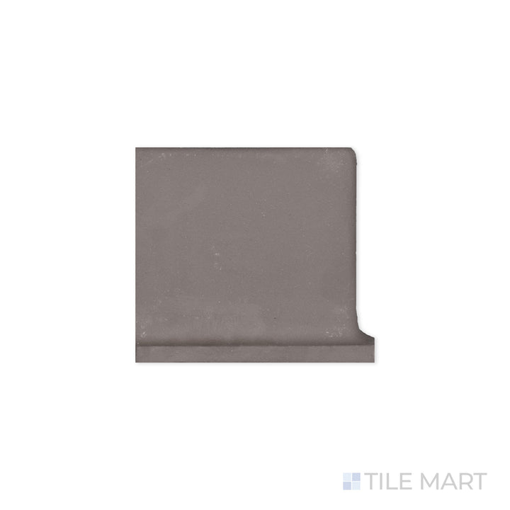 Top-down image of Quarry + Gray 6X6 Matte Ceramic Outside Corner Left, a neutral gray ceramic tile with a matte surface, ensuring a clean corner finish.