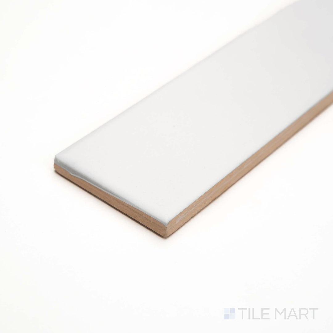 Corner view of Glenbrook Polar White tile shows its clean, matte ceramic surface with a subtle, soft tone.