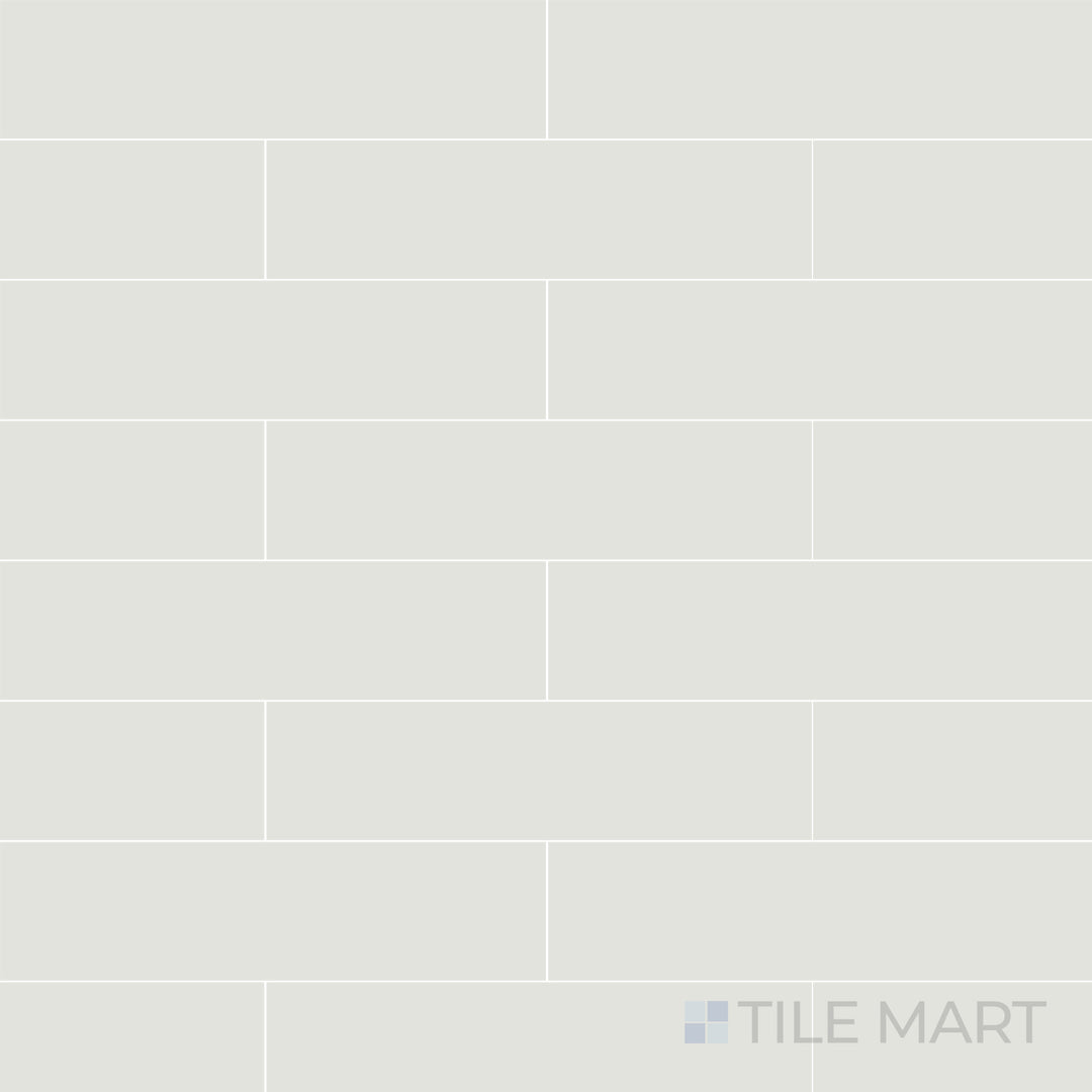 Overhead shot of Glenbrook Blank Canvas 2X8 Matte Ceramic, a warm off-white tile designed for a versatile and minimalist look.