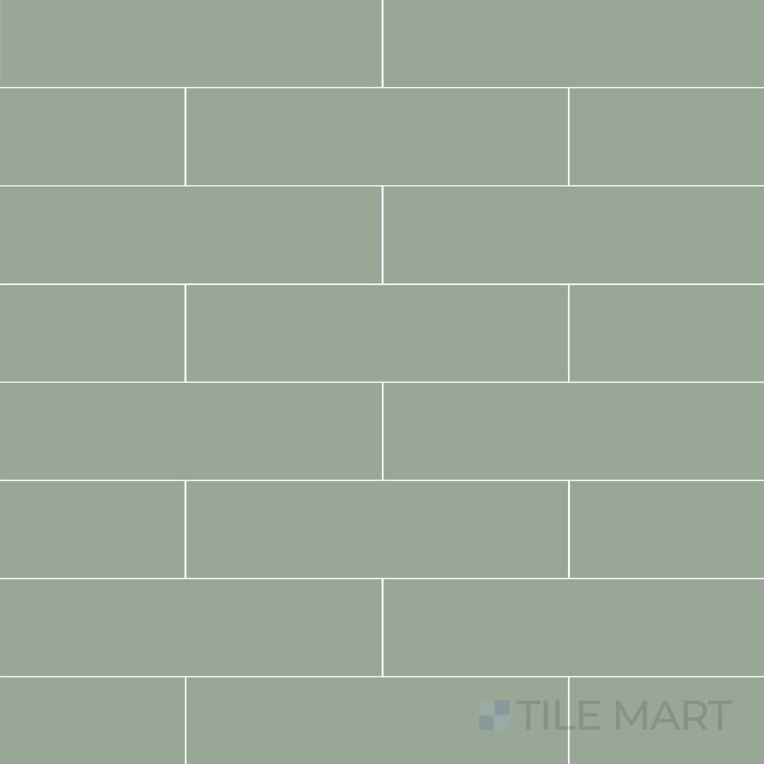 Top-down shot of Glenbrook October Mist 2X8 Matte Ceramic, a subtle gray tile with a soothing tone and a smooth matte texture.