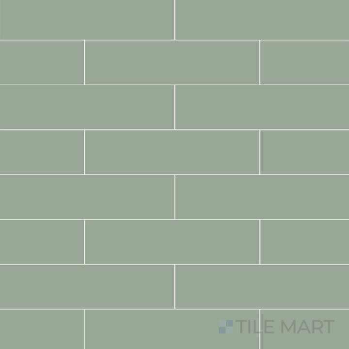 Top-down shot of Glenbrook October Mist 2X8 Matte Ceramic, a subtle gray tile with a soothing tone and a smooth matte texture.