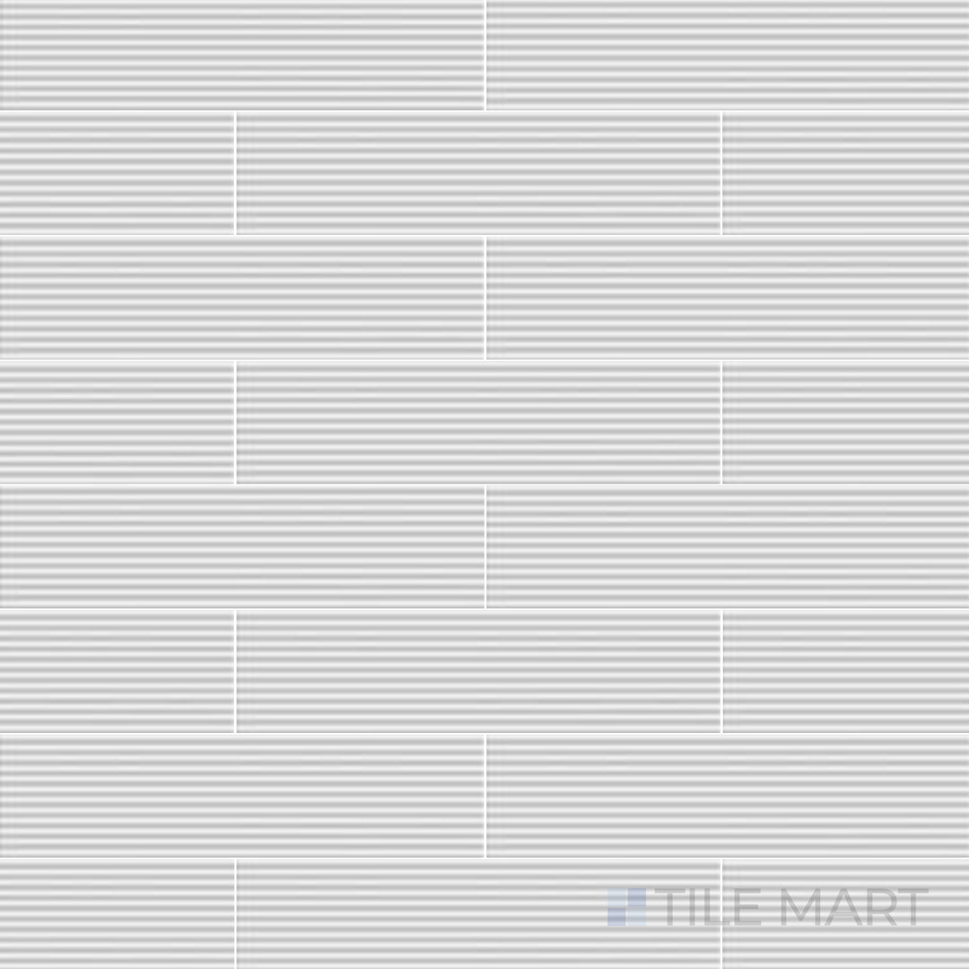 Top-down image of Glenbrook Polar White 2X8 Matte Ceramic, a sleek, bright white tile with a smooth matte finish.