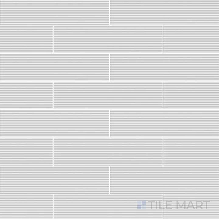 Top-down image of Glenbrook Polar White 2X8 Matte Ceramic, a sleek, bright white tile with a smooth matte finish.