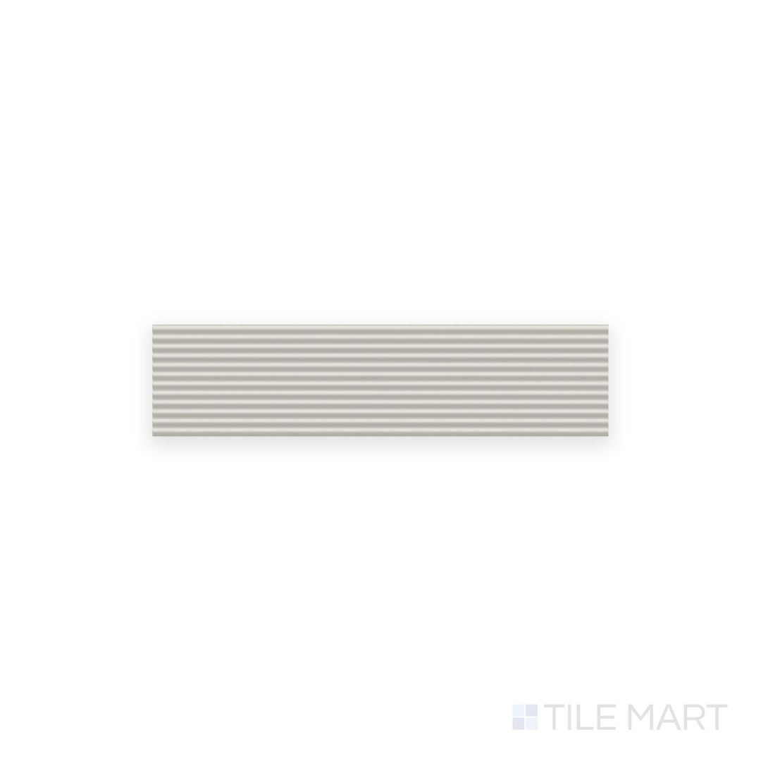Flat layout of Glenbrook Blank Canvas 2x8 stripes matte ceramic tile, showcasing off-white coloring with fine horizontal texture across a matte surface.