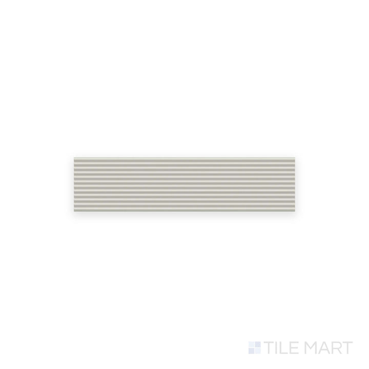 Flat layout of Glenbrook Blank Canvas 2x8 stripes matte ceramic tile, showcasing off-white coloring with fine horizontal texture across a matte surface.