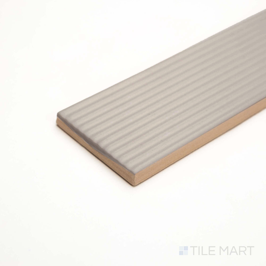 This striped matte tile in Blank Canvas creates gentle contrast—highlighted from a diagonal angle.