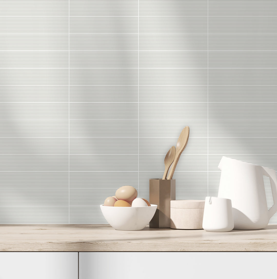 A soft and neutral foundation offers endless design possibilities, brought together by Glenbrook Blank Canvas 2X8 Matte Ceramic.