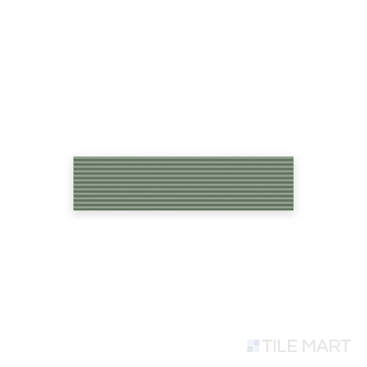 Flat view of Glenbrook October Mist 2x8 stripes matte ceramic tile, presenting sage-inspired tones with subtle striping in a matte ceramic finish.
