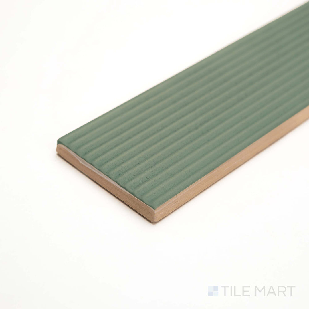 Glenbrook October Mist striped tile presents soft ridges and a misty hue from the corner angle.