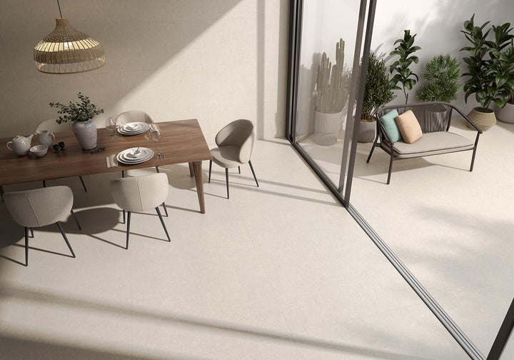 A gentle and inviting hue blends effortlessly, brought together by Pietra Coral Sand 24X48 Matte Porcelain.