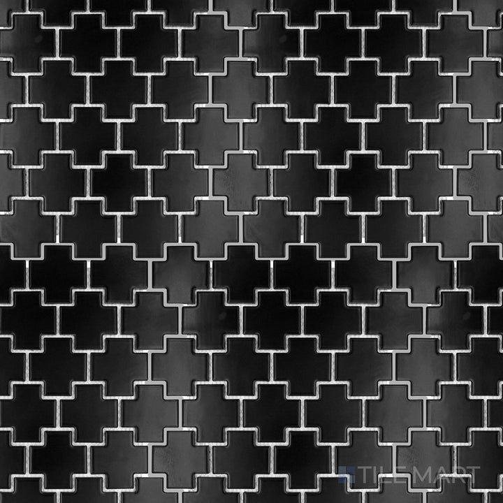 Overhead view of Porcelain Glazed Mosaics Black 2" Square Matte, a small-format mosaic tile with a deep black finish and a sleek matte texture.