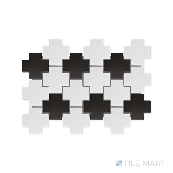 Porcelain Glazed Mosaics 2X2 White And Black Matte