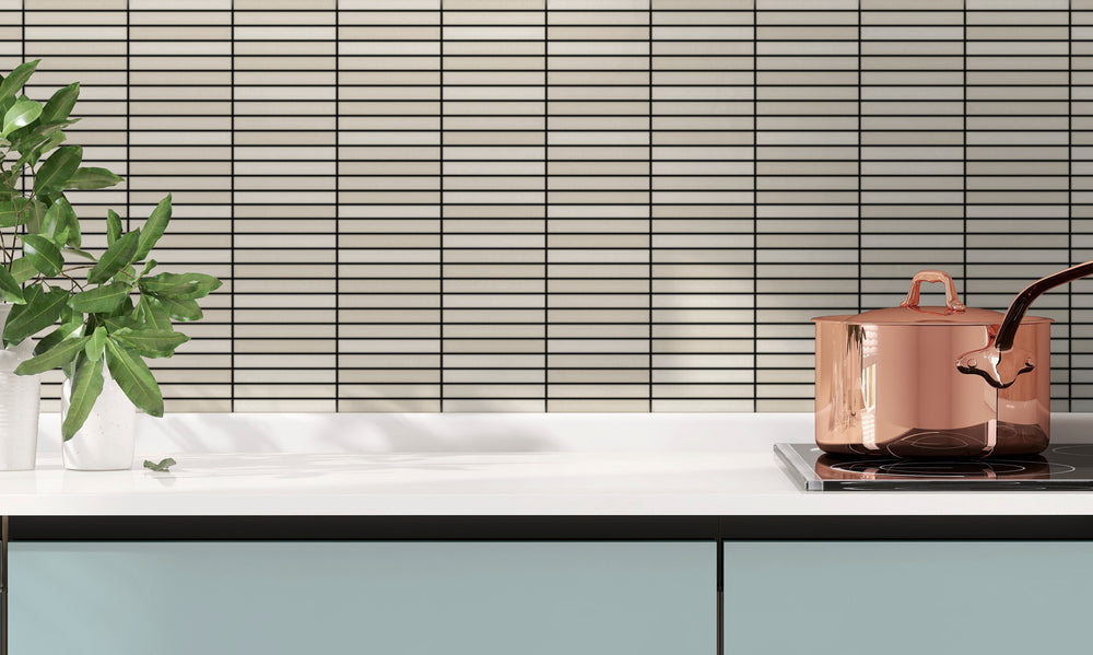 A balanced and neutral shade enhances any decor, featuring Roku Greige 4.5X9 Matte Porcelain.